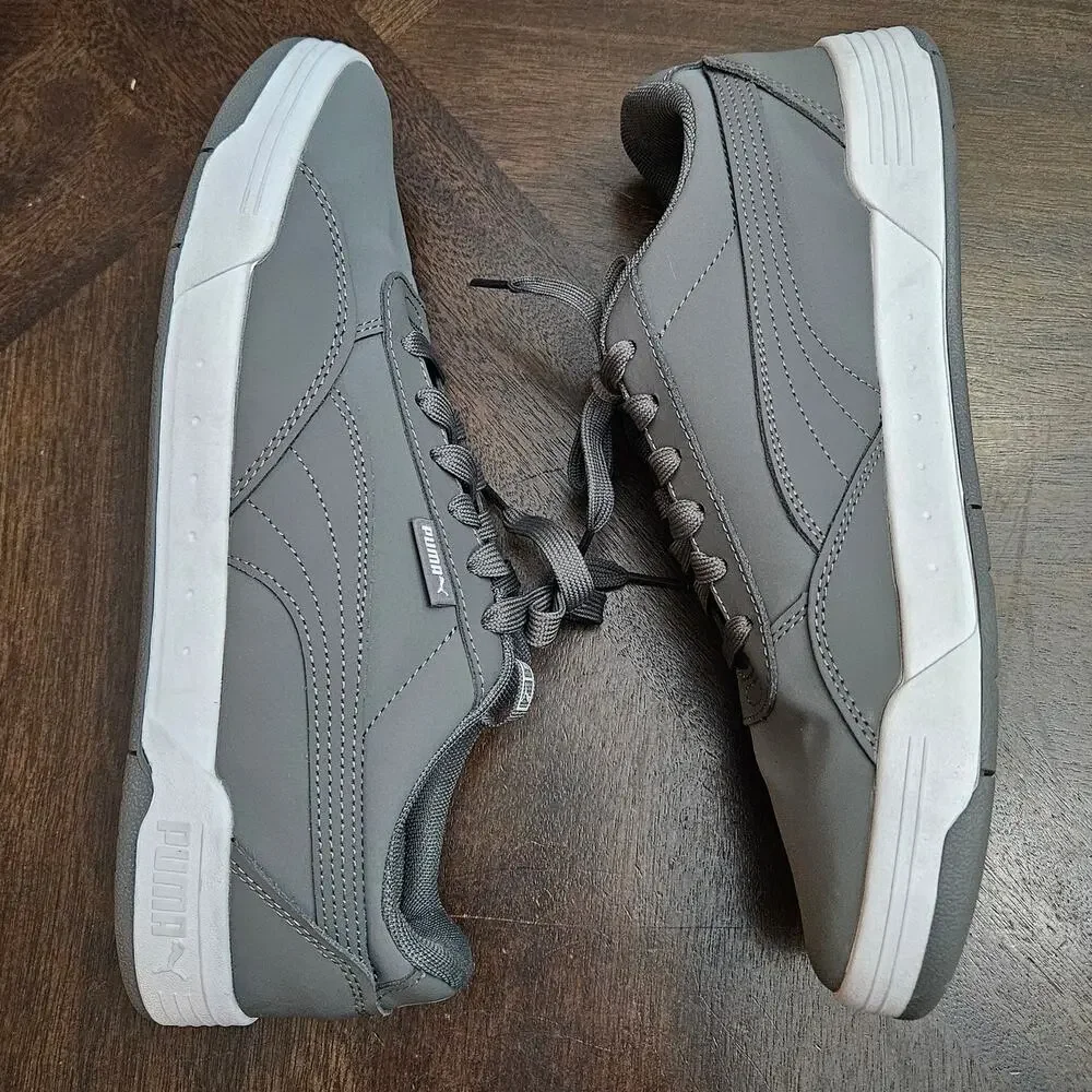 Puma Sneakers Mens Size 9.5 Gray‎ Skate Style SoftFoam Comfort Lace Up Street